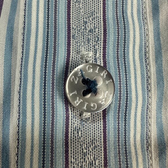 Zagiri Mens Button Up Striped Long Sleeve Dress Shirt Blue Purple Size Large - Picture 4 of 9